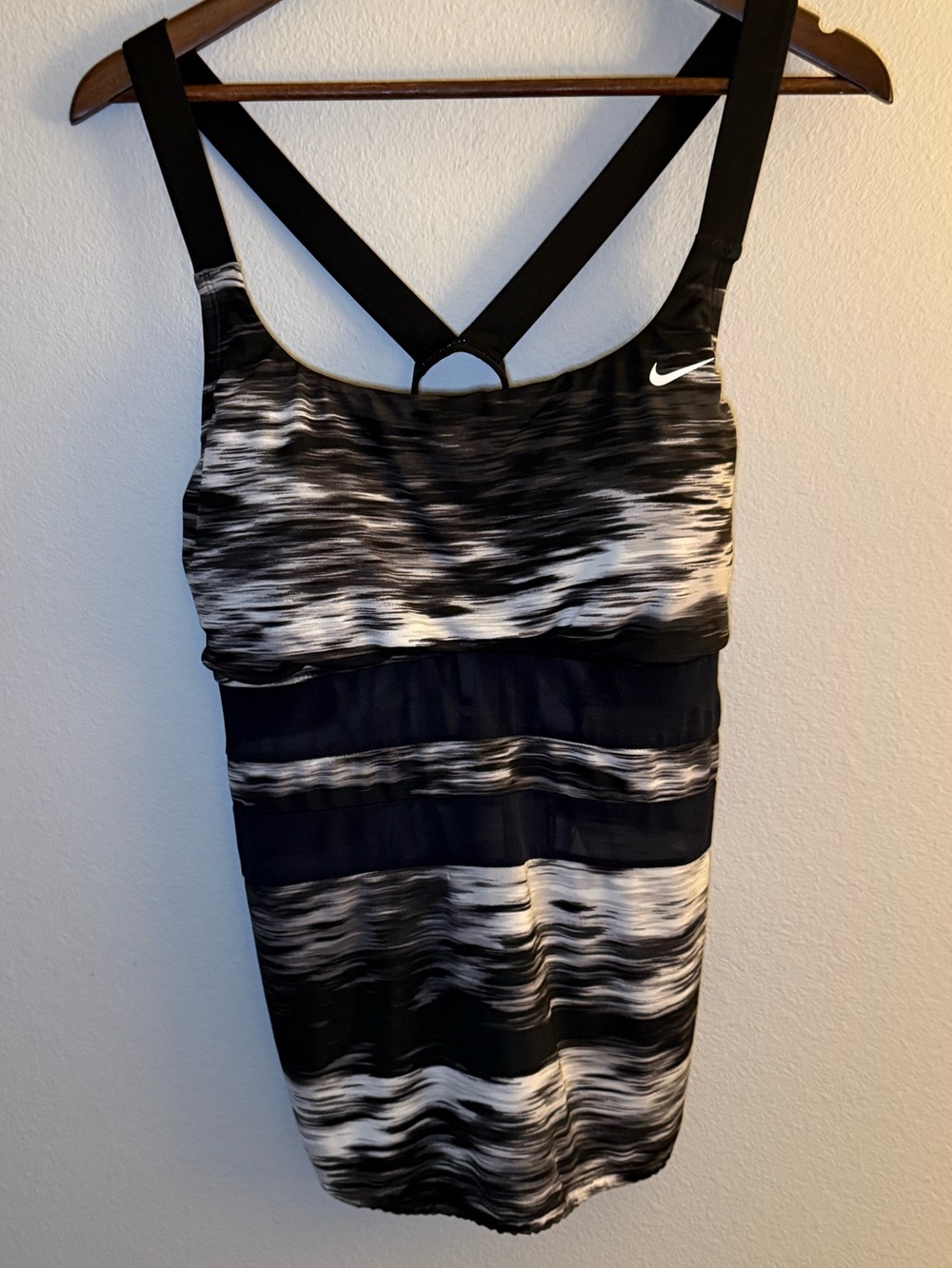 Nike Black & White Striped Performance Tank